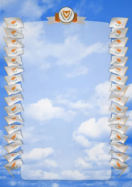 Çerçeve ve bayrak ve silah kat Kıbrıs ile sınır. 3D çizim