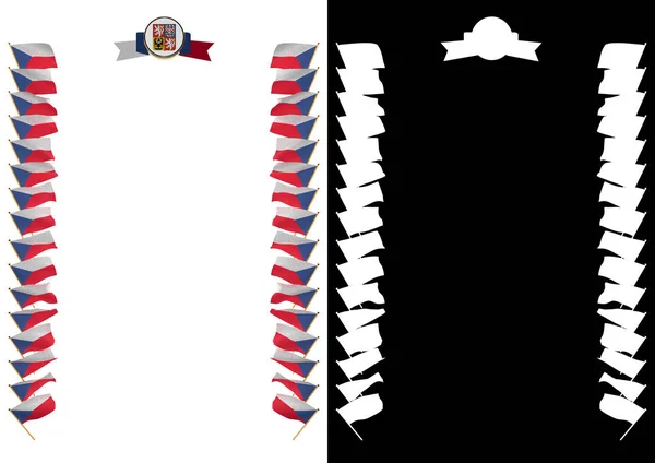 Ramki i granicy z flaga i herb Republiki Czeskiej. ilustracja 3D — Zdjęcie stockowe