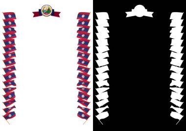 Çerçeve ve bayrak ve silah kat Laos sınırına. 3D çizim