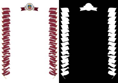 Çerçeve ve bayrak ve silah kat Letonya ile sınırı. 3D çizim