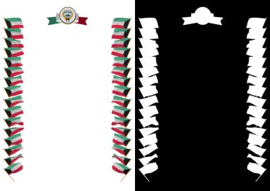 Çerçeve ve bayrak ve silah kat Kuveyt sınırında. 3D çizim