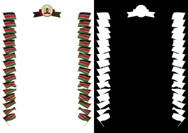 Çerçeve ve bayrak ve silah kat Kenya ile sınır. 3D çizim
