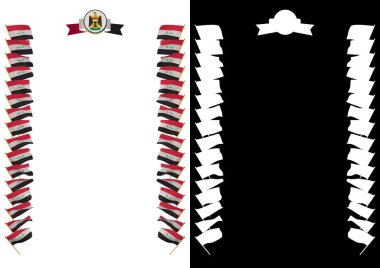 Çerçeve ve bayrak ve silah kat Irak ile sınır. 3D çizim