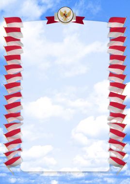 Çerçeve ve bayrak ve silah kat Endonezya ile sınır. 3D çizim