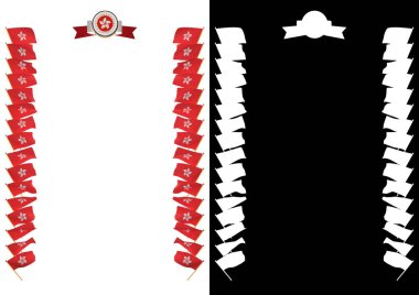 Çerçeve ve bayrak ve silah kat Hong Kong sınırında. 3D çizim