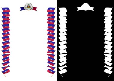 Çerçeve ve bayrak ve silah kat Haiti ile sınır. 3D çizim