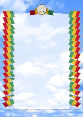 Çerçeve ve bayrak ve askeri üniformaları Gine ile sınır. 3D çizim