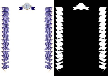 Çerçeve ve bayrak ve silah kat Yunanistan sınırında. 3D çizim