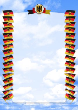 Çerçeve ve bayrak ve silah kat Almanya ile sınır. 3D çizim