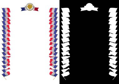 Çerçeve ve bayrak ve askeri üniformaları Fransa ile sınır. 3D çizim