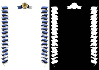 Çerçeve ve bayrak ve silah kat Estonya ile sınır. 3D çizim