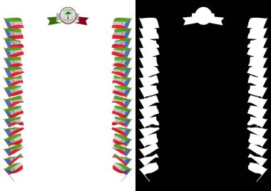 Çerçeve ve bayrak ve silah kat Ekvator Ginesi ile sınır. 3D çizim