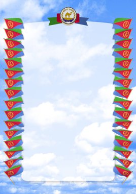 Çerçeve ve bayrak ve silah kat Eritre sınırında. 3D çizim