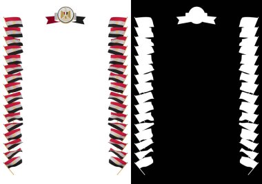 Çerçeve ve bayrak ve silah kat Mısır sınırında. 3D çizim