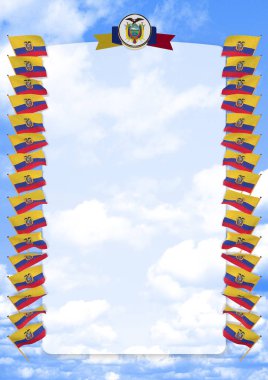 Çerçeve ve bayrak ve silah kat Ekvador ile sınırı. 3D çizim