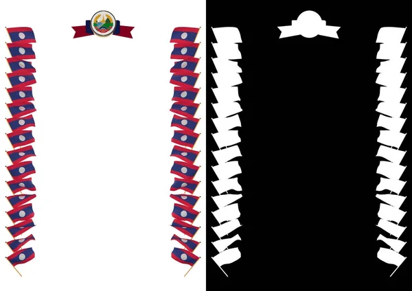 Frame en Border met vlag en wapen van Laos. 3D illustratie — Stockfoto