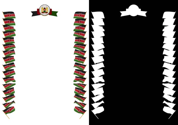 Cadre et frontière avec drapeau et armoiries Kenya. Illustration 3d — Photo