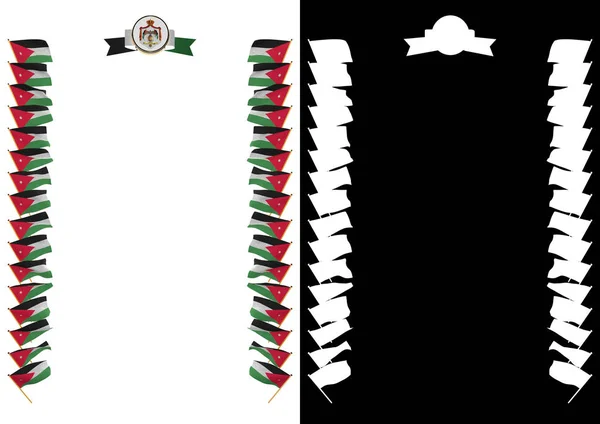 Cadre et frontière avec drapeau et armoiries Jordanie. Illustration 3d — Photo