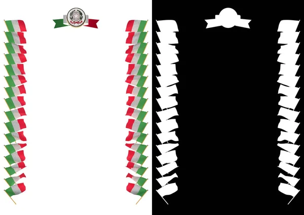 Каркасно-кордон з прапор і Герб Італії. 3D ілюстрація — стокове фото