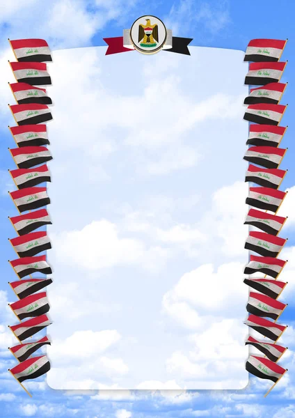 Çerçeve ve bayrak ve silah kat Irak ile sınır. 3D çizim