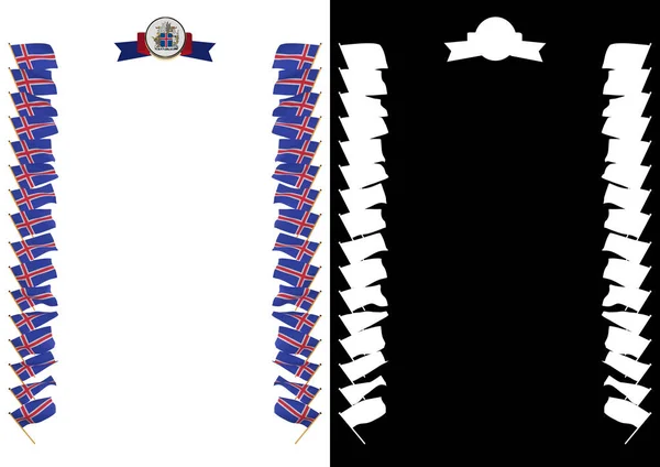Rahmen und Rand mit Fahne und Wappen Island. 3D-Illustration — Stockfoto