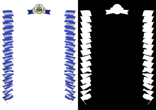 Ramki i granicy z Hondurasem flaga i herb. ilustracja 3D — Zdjęcie stockowe