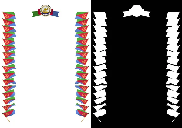 Cadre et frontière avec drapeau et armoiries Érythrée. Illustration 3d — Photo