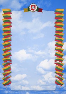 Çerçeve ve bayrak ve silah kat Litvanya ile sınır. 3D çizim