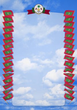 Çerçeve ve bayrak ve silah kat Maldivler ile sınır. 3D çizim