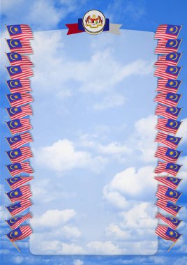 Çerçeve ve bayrak ve silah kat Malezya ile sınır. 3D çizim