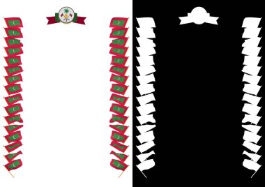 Çerçeve ve bayrak ve silah kat Maldivler ile sınır. 3D çizim