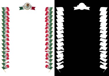 Çerçeve ve bayrak ve silah kat Meksika ile sınır. 3D çizim