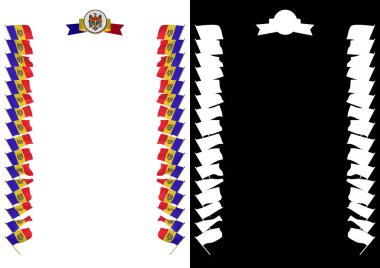 Çerçeve ve bayrak ve askeri üniformaları Moldova ile sınır. 3D çizim