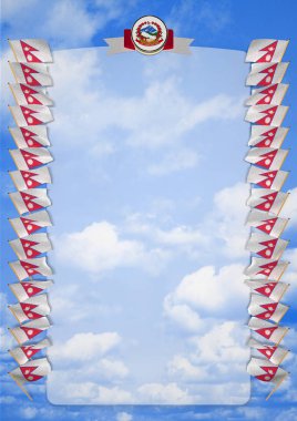 Çerçeve ve bayrak ve silah kat Nepal sınırında. 3D çizim