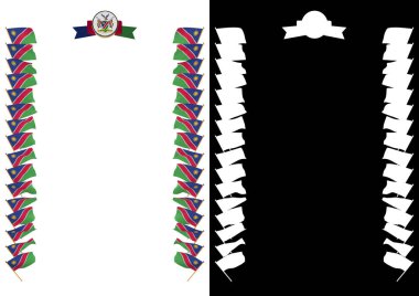 Çerçeve ve bayrak ve silah kat Namibya sınırına. 3D çizim