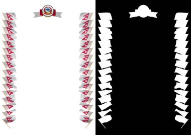 Çerçeve ve bayrak ve silah kat Nepal sınırında. 3D çizim