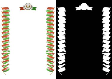 Çerçeve ve bayrak ve silah kat Nijer ile sınır. 3D çizim