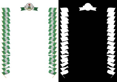 Çerçeve ve bayrak ve silah kat Nijerya ile sınır. 3D çizim