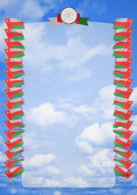 Çerçeve ve bayrak ve silah kat Umman ile sınır. 3D çizim