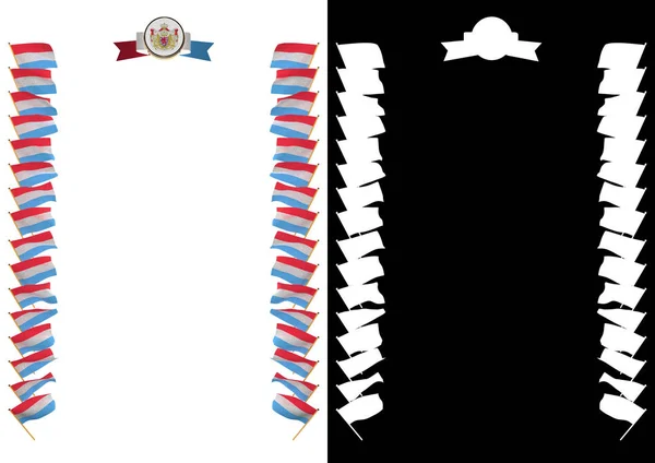 Cornice e bordo con bandiera e stemma Lussemburgo. Illustrazione 3d — Foto Stock