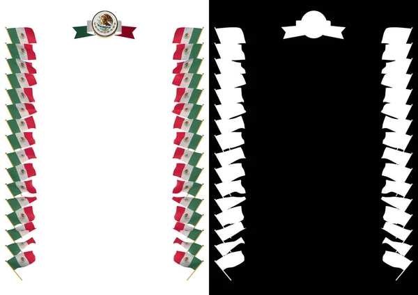 Frame en de grens met vlag en wapen van Mexico. 3D illustratie — Stockfoto