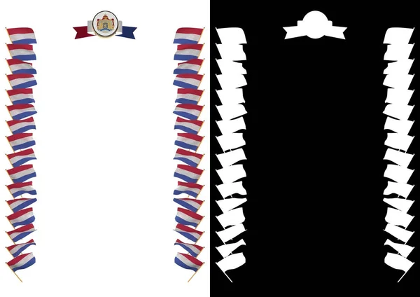 Telaio e bordo con bandiera e stemma Paesi Bassi. Illustrazione 3d — Foto Stock