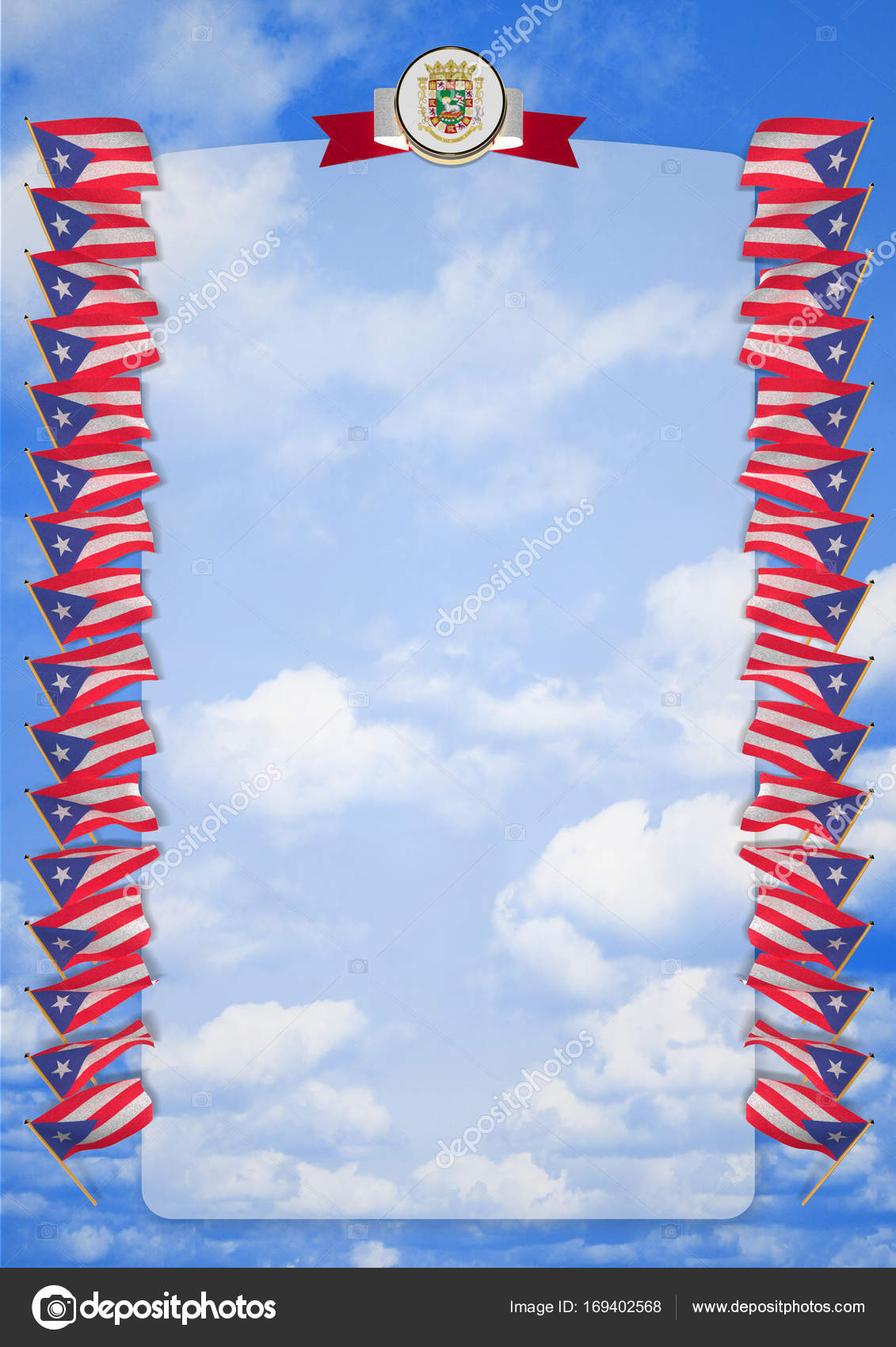 Frame And Border With Flag Coat Of Arms Puerto Rico 3d Frame And Border With Flag Coat Of Arms Puerto Rico 3d Ilration Stock