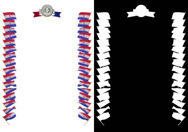 Çerçeve ve bayrak ve silah kat Paraguay ile sınır. 3D çizim