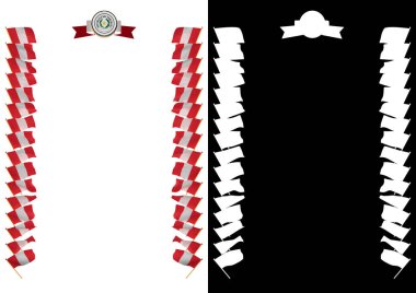 Çerçeve ve bayrak ve silah kat Peru sınırında. 3D çizim