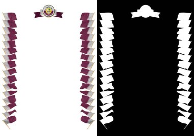 Çerçeve ve kenarlık bayrak ve silah kat katar. 3D çizim