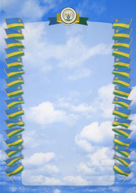 Çerçeve ve bayrak ve silah kat Ruanda sınırına. 3D çizim