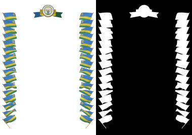 Çerçeve ve bayrak ve silah kat Ruanda sınırına. 3D çizim