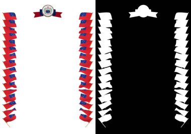 Çerçeve ve bayrak ve silah kat Samoa ile sınır. 3D çizim