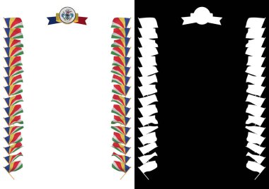 Çerçeve ve bayrak ve silah kat Seyşeller ile sınır. 3D çizim